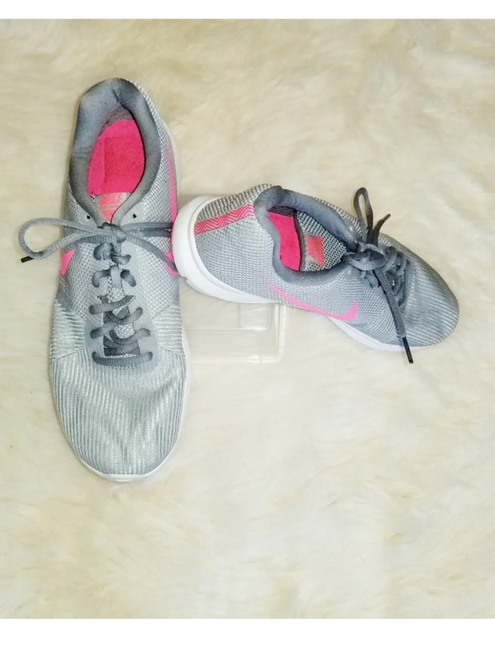 Nike Gray Sneakers with Pink Accents
